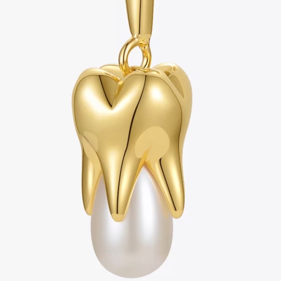 Trendy Teeth Pearl Drop Earrings For Women Gold Color Earings Fashion Jewelry - Picture 4 of 4